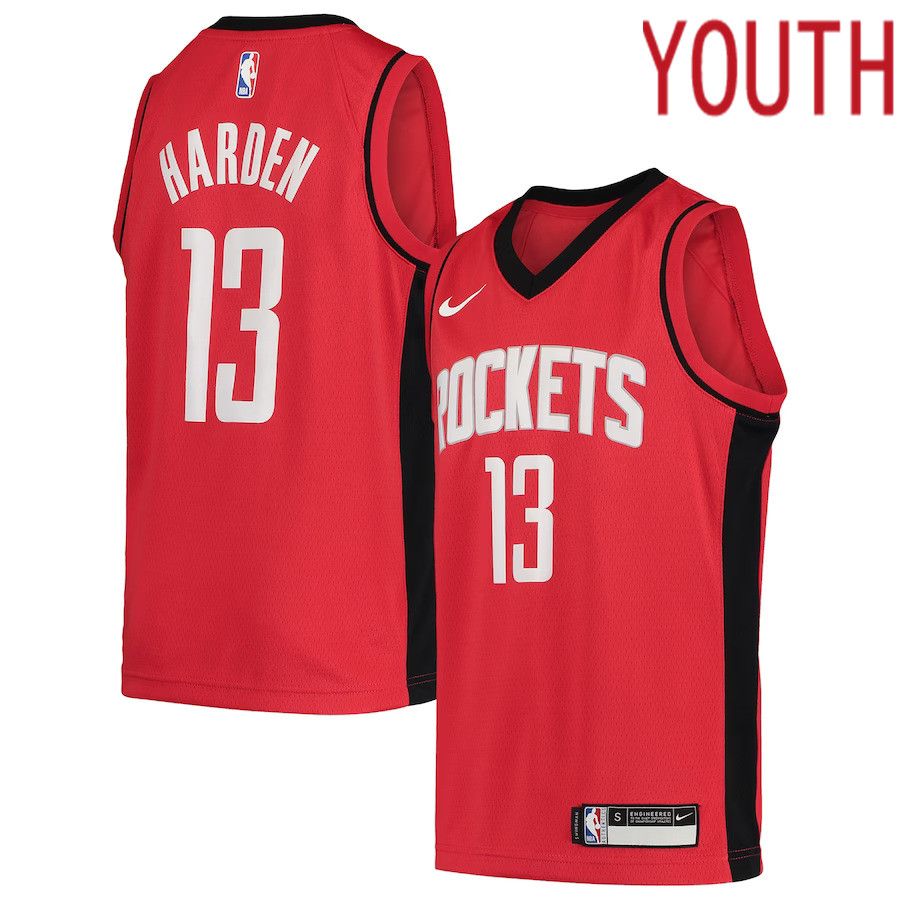 Youth Houston Rockets #13 James Harden Nike Red Team Swingman NBA Jersey-0